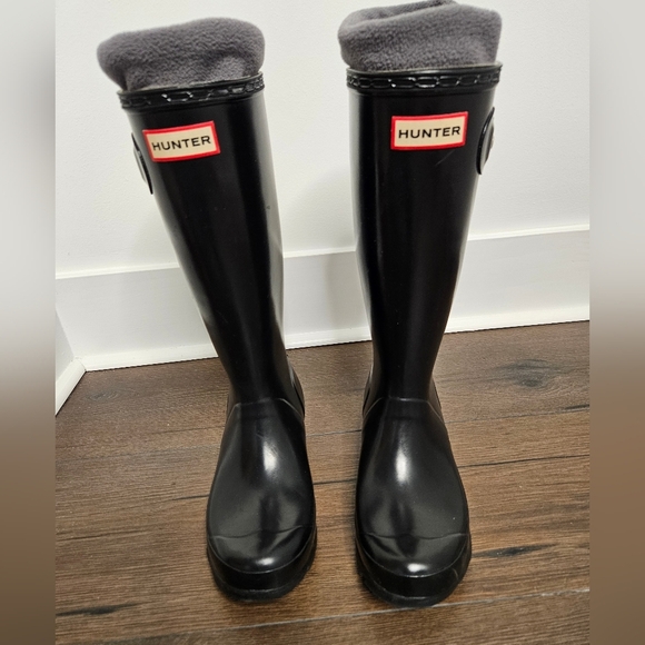 Hunter Womens Original Tall Black Glossy Knee-High Rain Boots Sz 5 - Picture 11 of 11